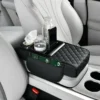 Premium Leather Car Cup Holder Console with Tissue Box