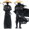 3pcs Mini Samurai Statue Set – Japanese Samurai Figurine Ornaments for Car Dashboard & Desk Decor